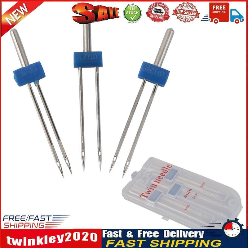 3pcs Double Twin Needles Household Sewing Machine Pins Mix Size 2/3/4mm Newly