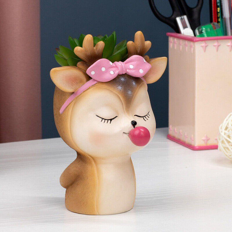 Succulent Planter Cartoon Vase Deer Flower Pot Holder Home Desktop Bonsai Pot
