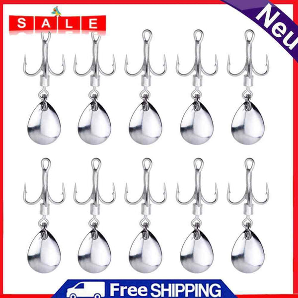 10pcs/Set Metal Barbed Fishing 3-Hooks with Rotating Sequin Fishing Accessories