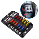 YJ-FB015 Terminal Block Holder 12 Ways Blade Fuse Box Kit w/ LED Indicator Li