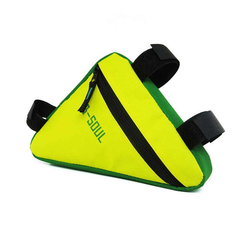 Triangle Cycling Front Tube Frame Pouch Bag Holder Saddle(Yellow+Green)