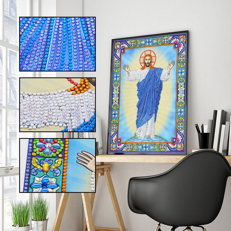 5D DIY Special Shaped Diamond Painting God Cross Stitch Mosaic Kit Home Wall Art