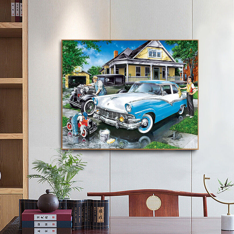 Canvas Painted Oil Paint By Numbers Washing Car Wall Art Modern Bedroom Decor