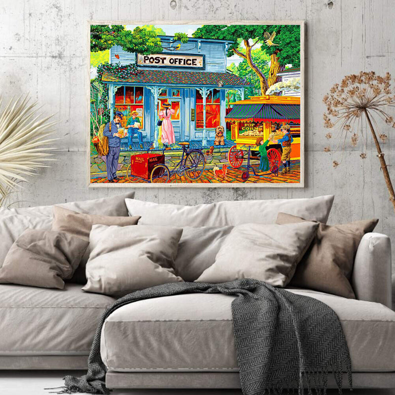 Street Coffee Shop Oil Paint By Numbers Kit DIY Acrylic Painting on Canvas