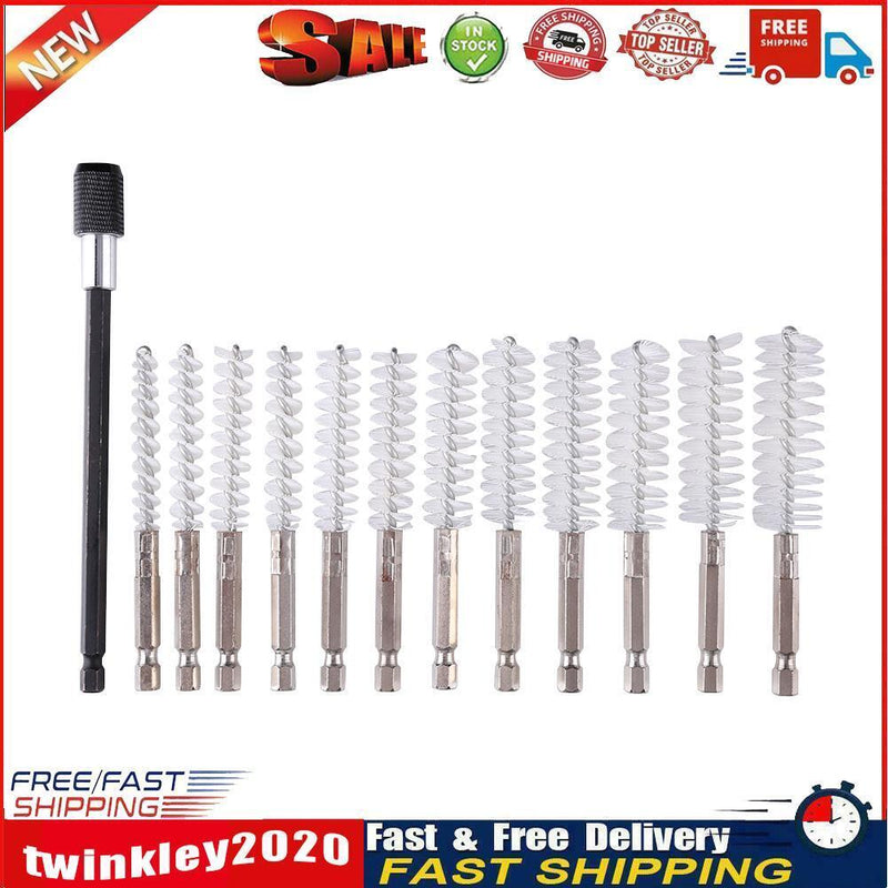 12pcs Electric Impact Drill Hex Shank Brush Car Paint Wire Cleaner (Nylon) Newly