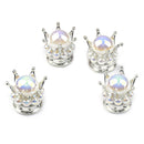 4pcs Universal Crown Car Tyre Valve Caps Dustproof Valve Cover Cap (White) Newly