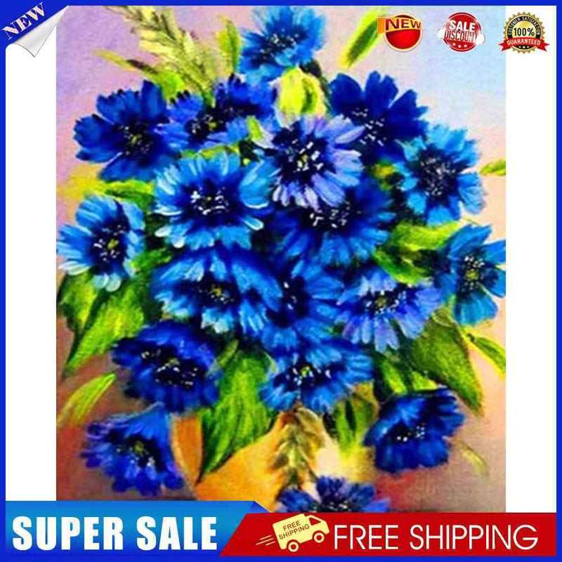 Blue Bouquet Oil Paint By Numbers Kit DIY Acrylic Painting on Canvas Crafts