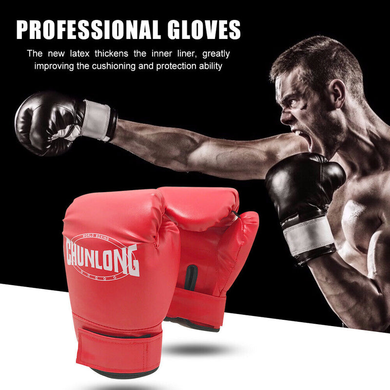 2pcs Muay Thai Karate Punching Gloves PU Leather Boxing Training Fighting Gloves