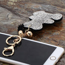 Fashion Leather Keychain Neutral Cubs Rhinestone Bag Car Keychain Sliver