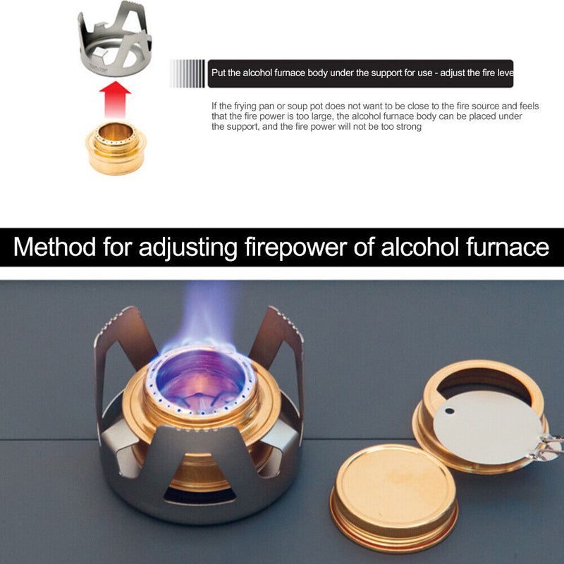 Portable Mini Alcohol Stove Burning w/ Stand Camping Cooking Furnace (Gray)