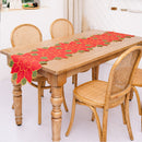 Durable Red Flowers String Table Flag Dust Cover for Christmas Home Party Supply