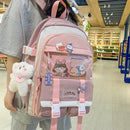 #A Japanese Harajuku Backpack School Students Hit Color Mochila with Pendant Bad