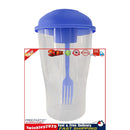 Portable Cup with Fork - Low-cal Food Container for Cereal Oatmeal (Blue) Newly