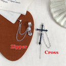 Party Jewelry Long Chain Stud Earrings Cross Earrings Punk Zipper Dangle Drop