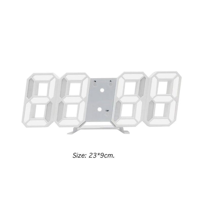 LED Digital Alarm Clock Snooze Desk Clock Date Temperature Function (White)