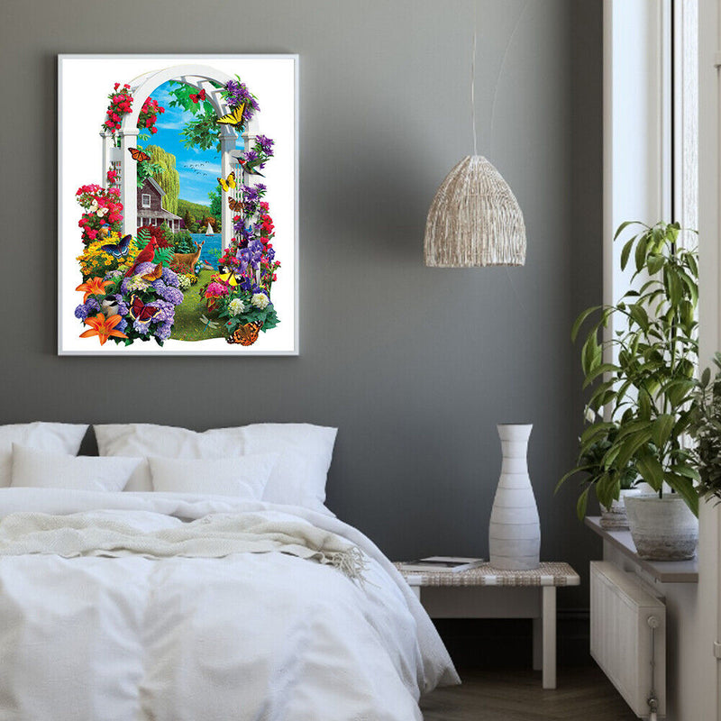 Oil Paint By Numbers Garden House on Canvas Digital Paint Wall Art Handicraft
