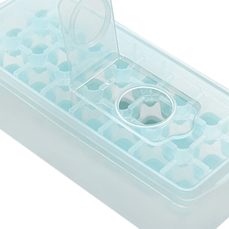 Silicone Ice Cube Tray Molds w/Storage Box for Refrigerator Whisky (D Blue)