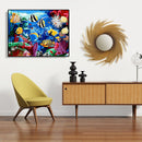 Painting By Numbers Kit DIY Ocean Fish Hand Painted Canvas Oil Art Picture