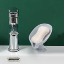 Leaf Shape Soap Box Drain Stand Suction Cup Punch-free Holder (Short Grey)