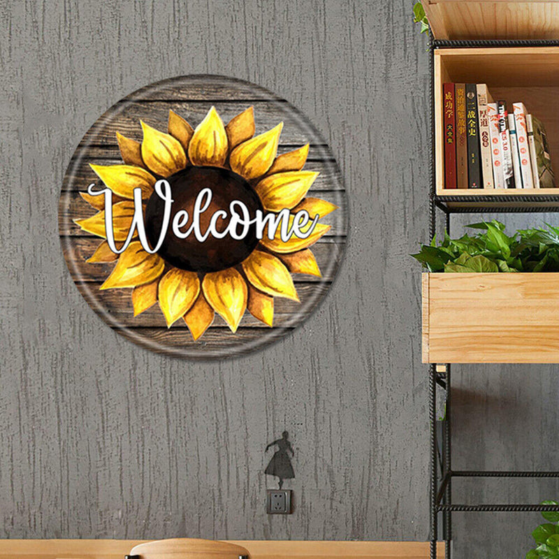 Retro Poster Sunflower Tin Sign Painting Plate Wall Art Decor for Cafe Bar Home