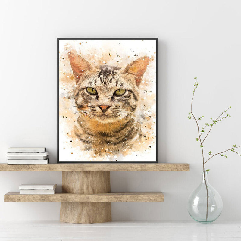 Cat Oil Paint By Numbers DIY Handpainted on Canvas Wall Art Picture Crafts