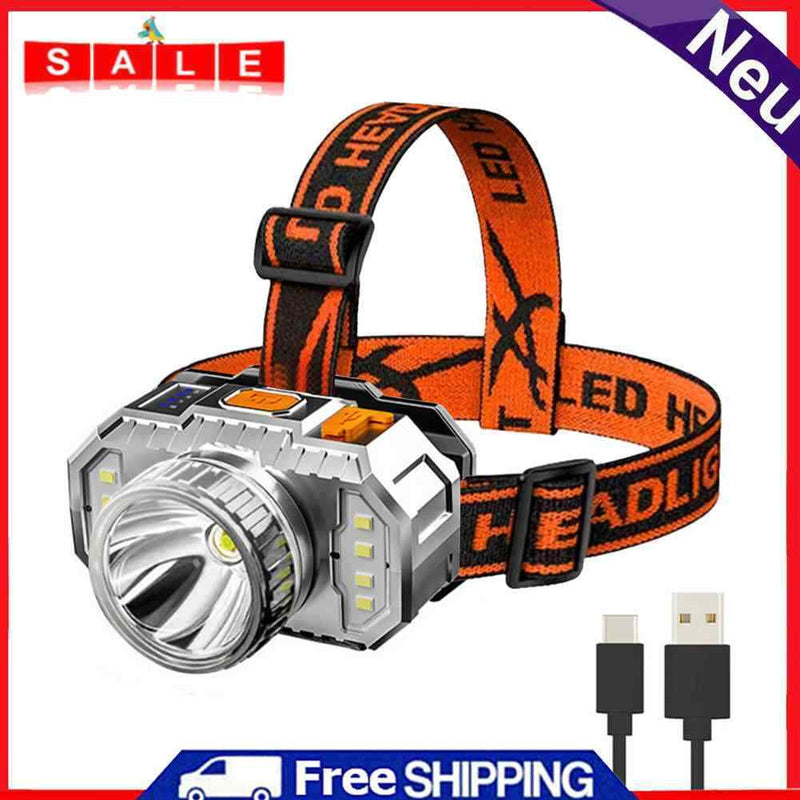 USB Rechargeable Fishing Headlamp Headwear Flashlight for Outdoor Camping Hiking
