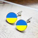 Trendy Ukrainian National Flag Earrings Women Round Glass Hook Dangle (1) Newly