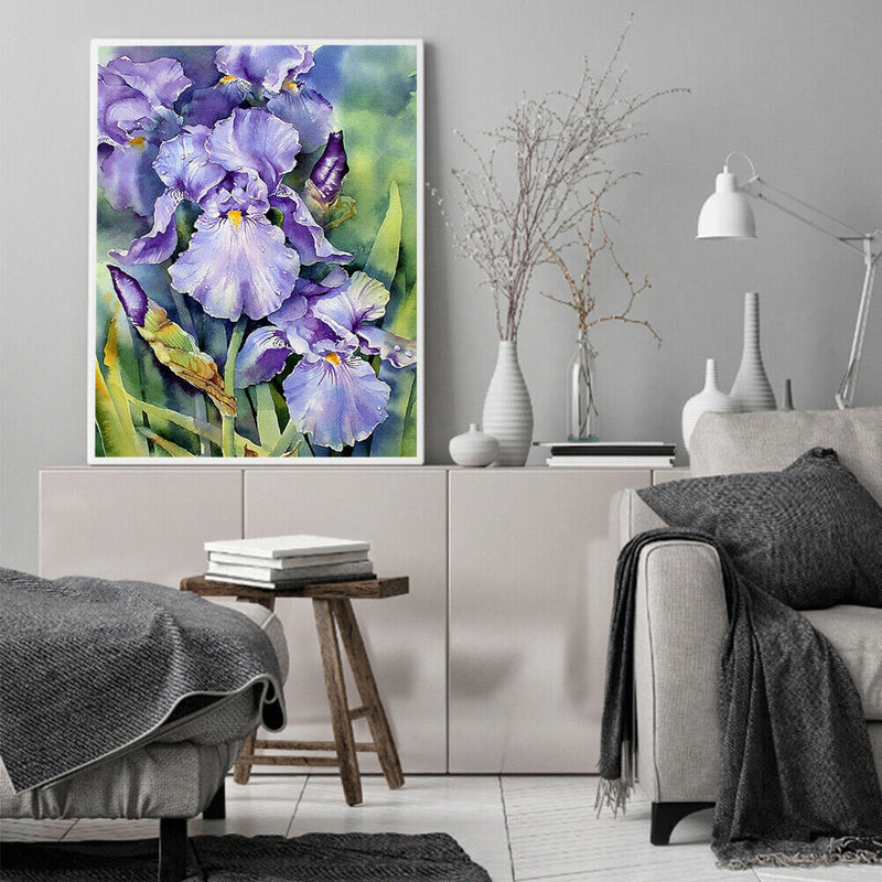Iris Oil Paint By Numbers Kits DIY Handpainted on Canvas Wall Art Picture Cra