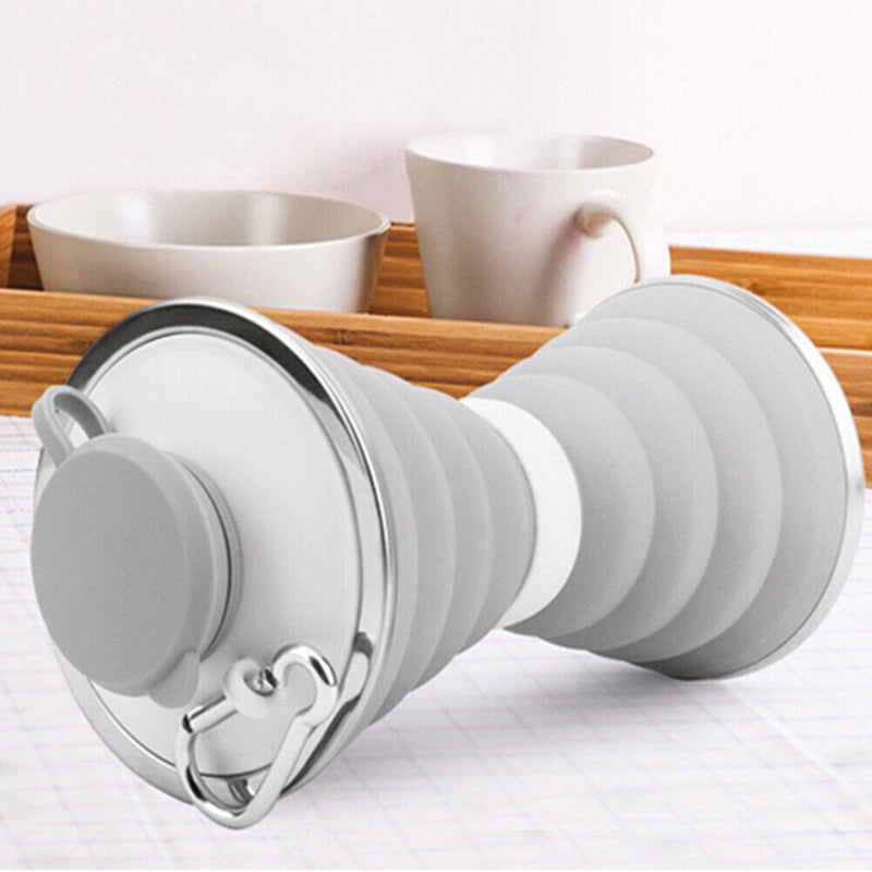 Sports 500mL Collapsible Soft Kettle Outdoor Silicone Water Bottle (Grey) Newly