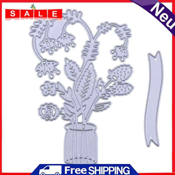 2pcs Flowerpot Metal Cutting Die DIY Scrapbook Embossing Stencil Paper Card-1891