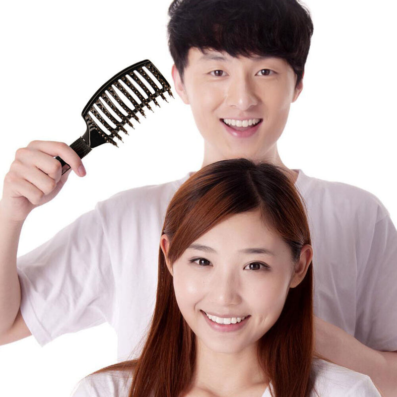 Multifunction Curved Shape Comb Hairdressing Massage Comb Brush (Black) Newly