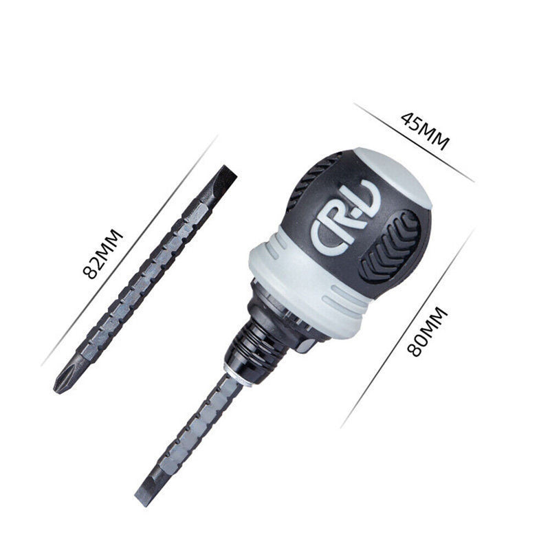 Dual Purpose Slotted Phillips 2 in 1 Mini Ratchet Screwdriver Tool (Grey) Newly