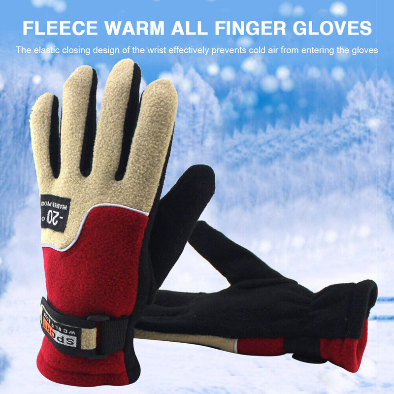 1 Pair Bicycle Motorcycle Cycling Full Finger Fleece Gloves Anti-Freeze Glove