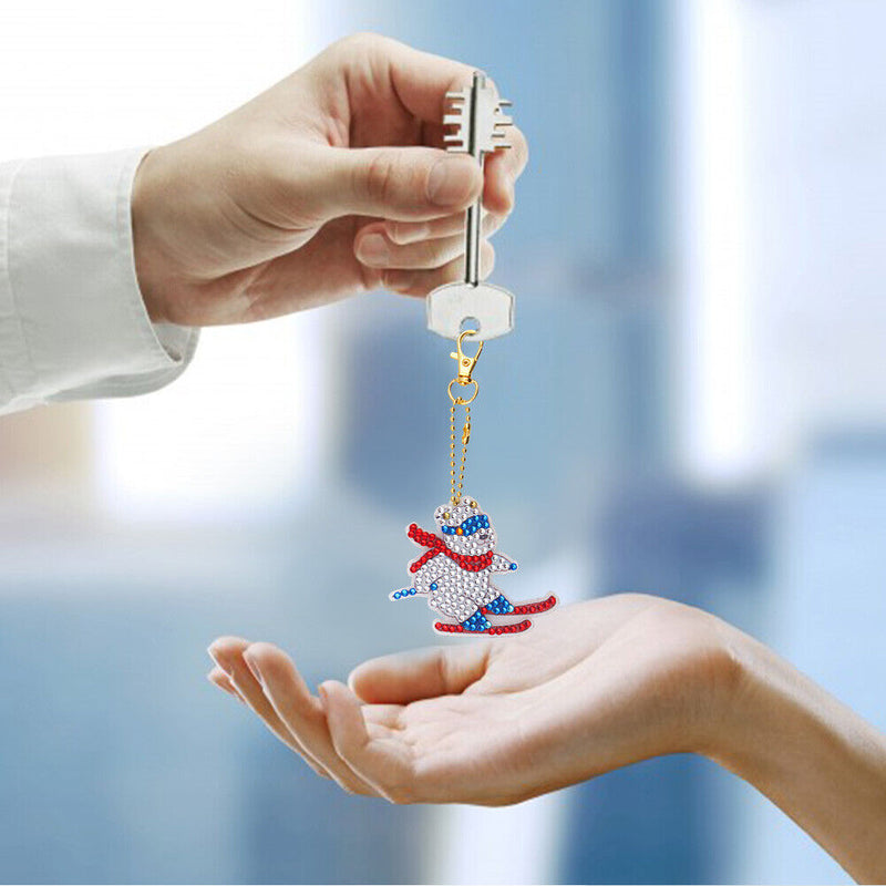 Snow Sports Diamond Painting Keychain DIY Crystal Drill Key Ring (YS015) Newly