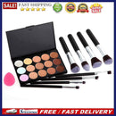 15 Colors Makeup Concealer Palette + 8PC Powder Brush + Sponge Foundation