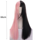 Goth Style Hair Lolita Black&pink Wig Double Color Toupee Long Straight Hair