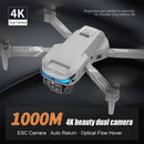 4CH 4K HD Dual Camera Foldable RC Drone 2.4GHz with 2 Battery (Light Grey) Newly
