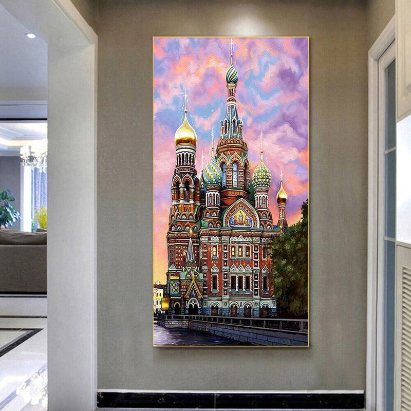 Ancient Castle Oil Paint By Numbers Kits DIY Handpainted on Canvas Wall Art