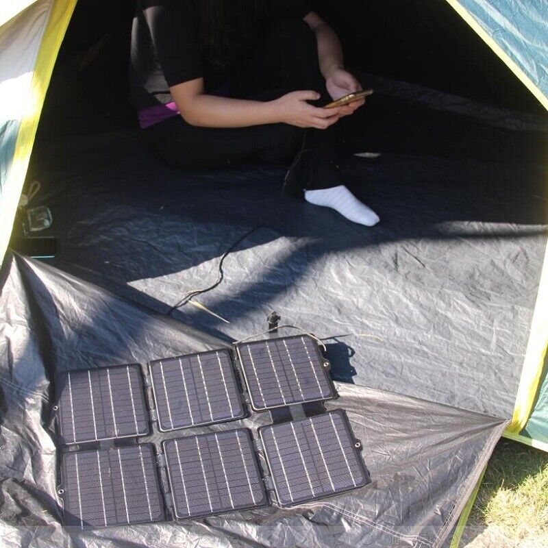 30W 5V/12V 3A ETFE Solar Panel Charger Folding Mobile Phone Mobile Power Charger