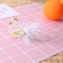 Cute Kids Girls Hairpins Crown Feather Swan Hair Clips Jewelry Gift (White)