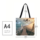 The Dragon Good Seaside Women's Large Capacity Printed Shoulder Shopping Bag