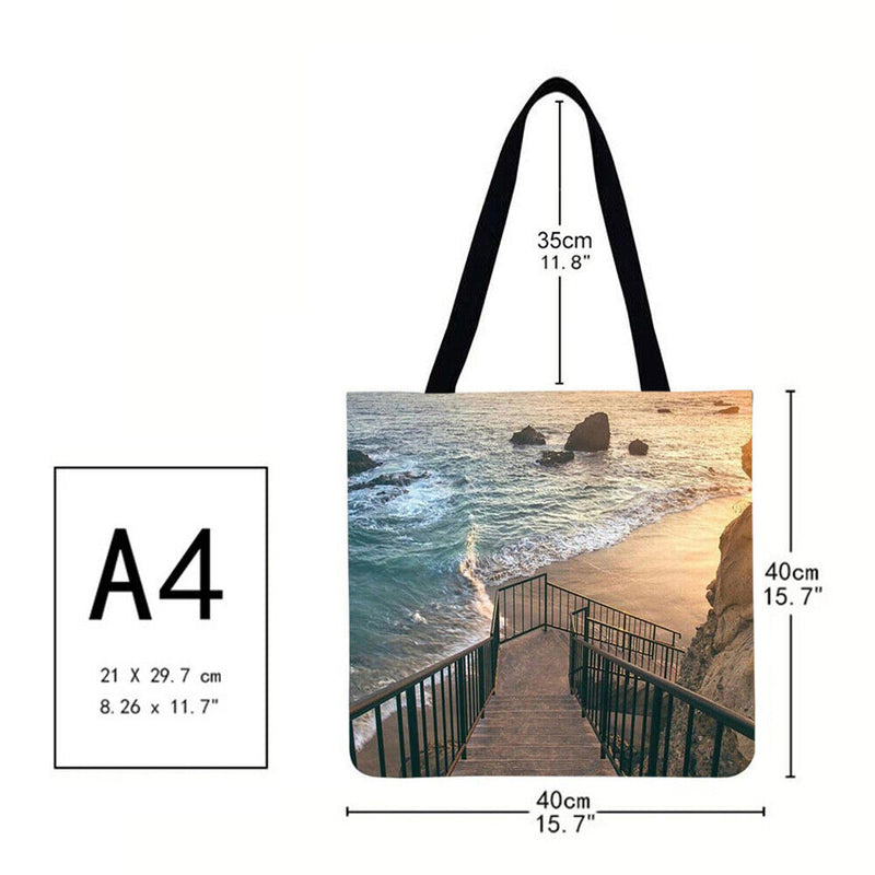 The Dragon Good Seaside Women's Large Capacity Printed Shoulder Shopping Bag