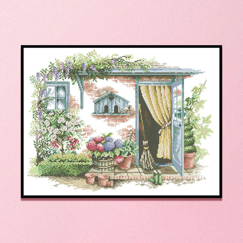 Partial Embroidery Scene 2-Strand 14CT Printed Fabric Cross Stitch Needlework