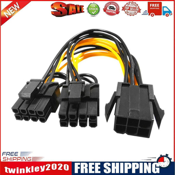 6Pin to 2x8Pin(6+2) GPU Power Cable for BTC Mining Graphics Card Splitter