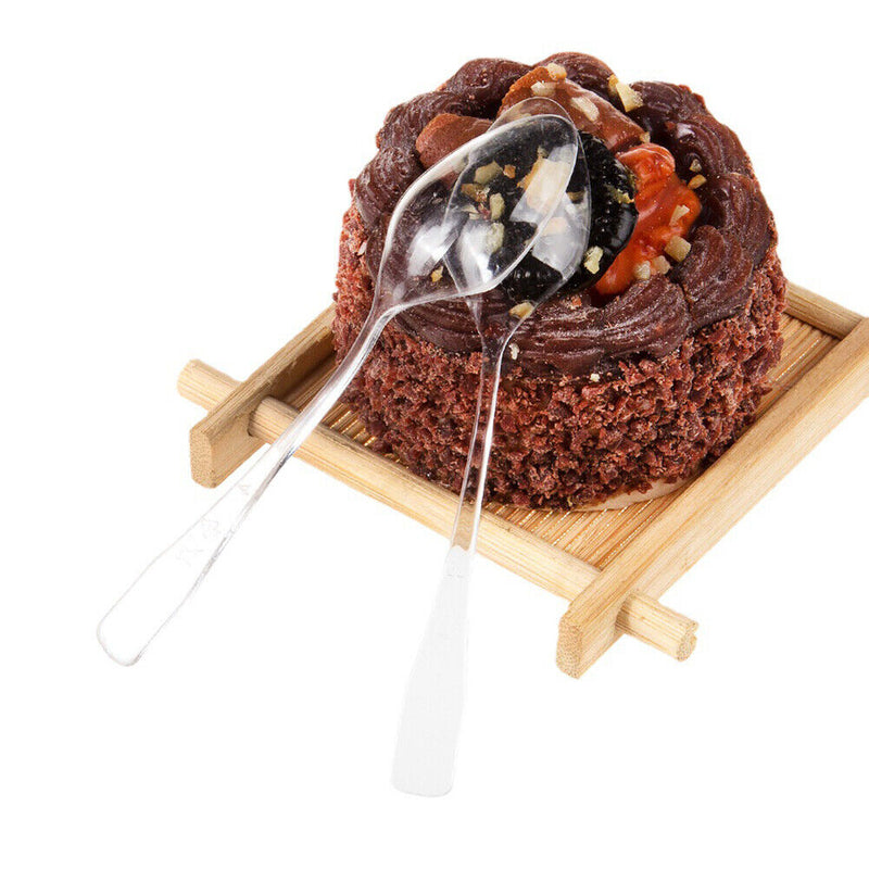 100pcs Milk Tea Smoothie Spoons PS Hard Plastic Disposable Fruit Cakes Scoop