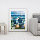 11CT Printed Full Cross Stitch Handcraft Sea Chair Artwork Wall Decoration
