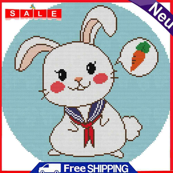 14CT Partial Cross Stitch Sailor Rabbit Stamped DIY Cotton Thread Needlework Kit