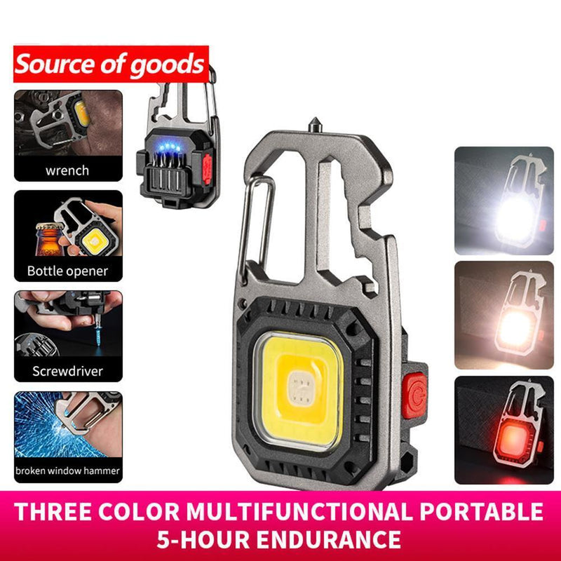 Mini LED Flashlight Keychain Can Opener Outdoor Camping Lamp Lights (Black)