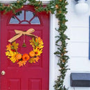 Fall Door Maple Leaf Garland Harvest Decor Halloween Floral Hoop Pumpkin Wreath