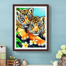 5D DIY Diamond Painting Two Tiger Kits Full Round Drill Wall Rhinestone Decor